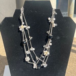 Cute pearl necklace with other beads color black